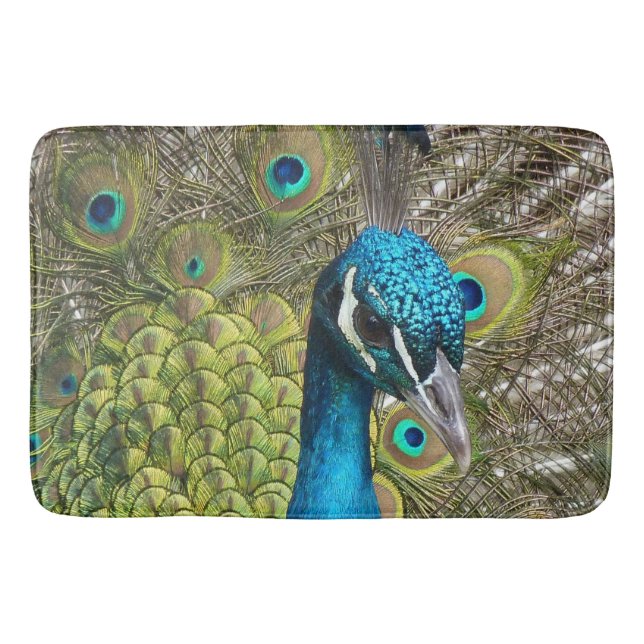 Peacock Peacocks Feathers bathmat bath mat (Front)