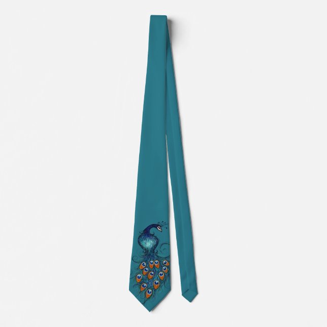 Peacock peacocks in teal and blue                  neck tie (Front)
