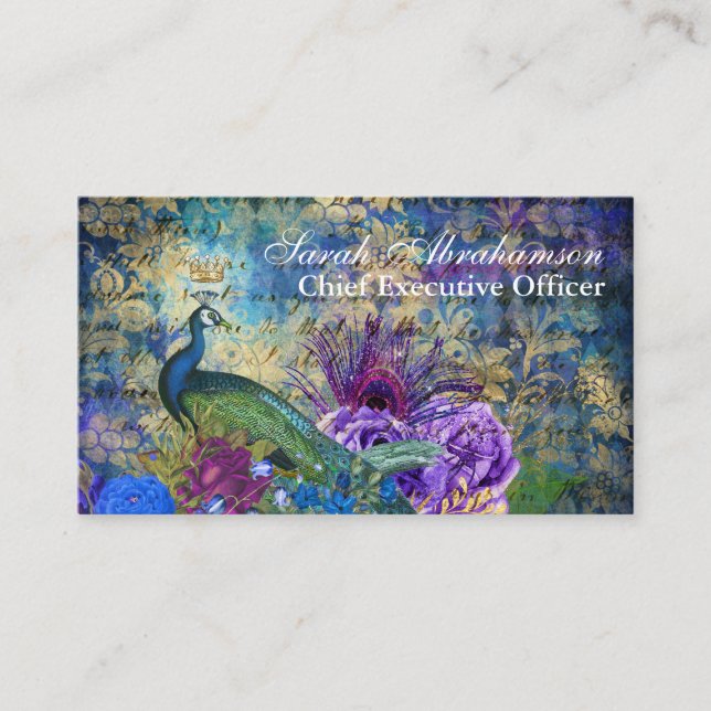 Peacock Peacocks Regal Beautiful Business Cards (Front)