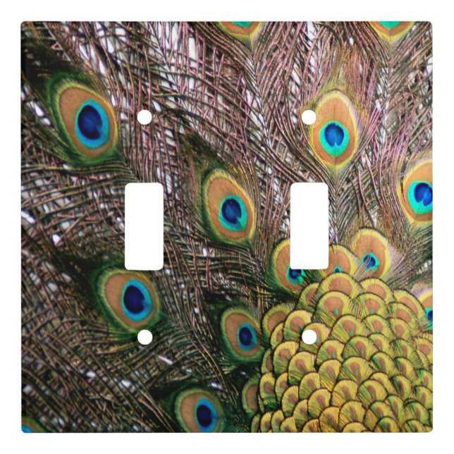 Peacock Peafowl Eyes and Feathers Light Switch Cover (Front)