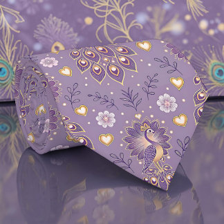 Peacock Peahen Pattern Necktie Tie