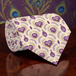 Peacock Peahen Pattern Necktie Tie