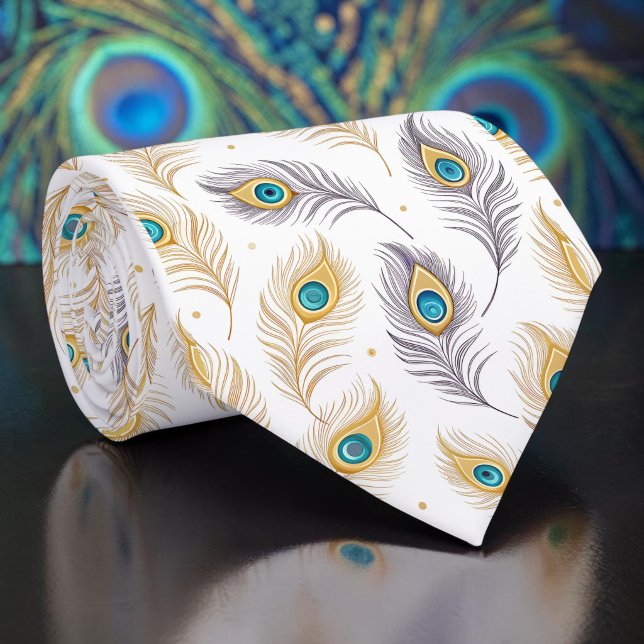 Peacock Peahen Pattern Necktie Tie (Creator Uploaded)
