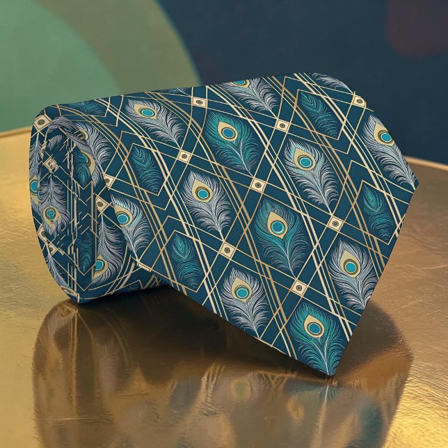 Peacock Peahen Pattern Necktie Tie (Creator Uploaded)