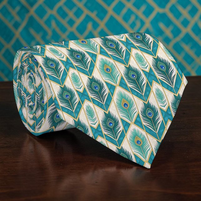 Peacock Peahen Pattern Necktie Tie (Creator Uploaded)