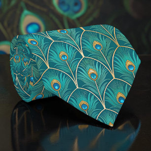 Peacock Peahen Pattern Necktie Tie