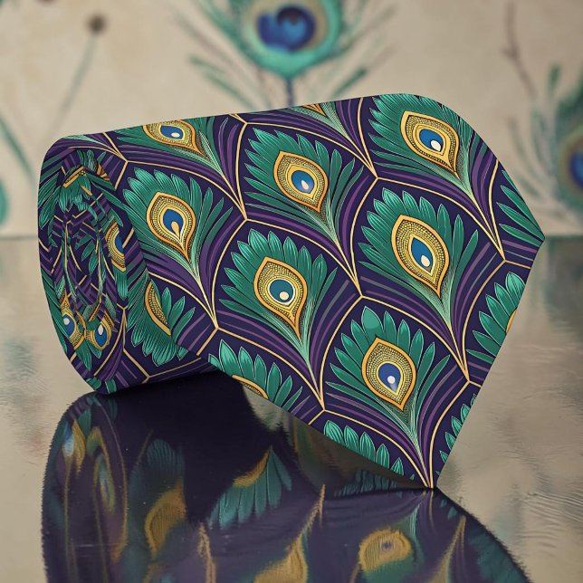 Peacock Peahen Pattern Necktie Tie (Creator Uploaded)