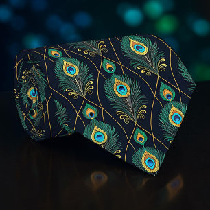Peacock Peahen Pattern Necktie Tie