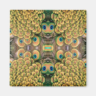 Peacock Peahen Peafowl Feathers Colorful Mirror Magnet