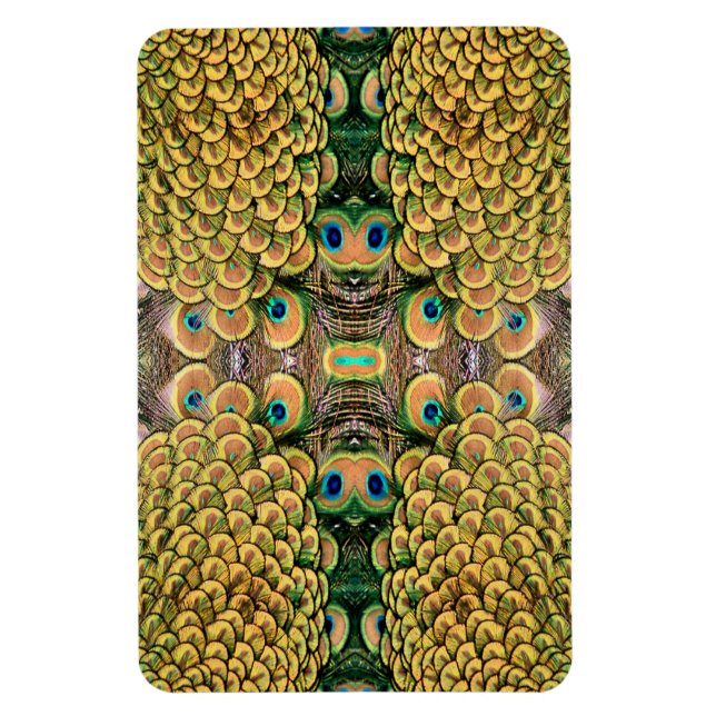 Peacock Peahen Peafowl Feathers Colorful Mirror Magnet (Vertical)