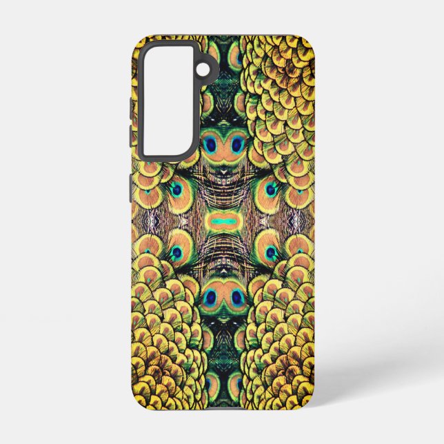 Peacock Peahen Peafowl Feathers Colorful Mirror Samsung Galaxy Case (Back)