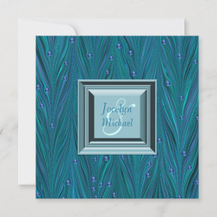 Peacock Pearls Purple Teal Blue Wedding Invitation