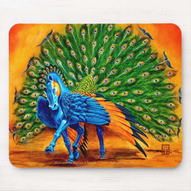 Peacock Pegasus Mouse Pad (Front)