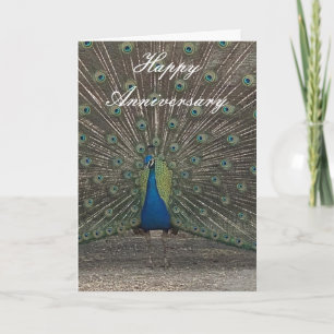 PEACOCK PHOTO ANNIVERSARY GREETING CARD