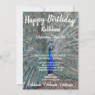 PEACOCK PHOTO BIRTHDAY CELEBRATION INVITATION