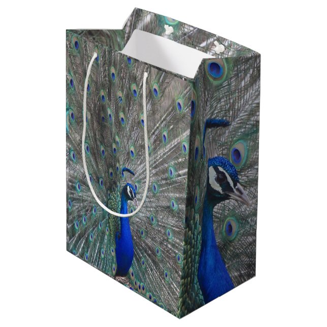PEACOCK PHOTO PAPER GIFT BAG (Back Angled)