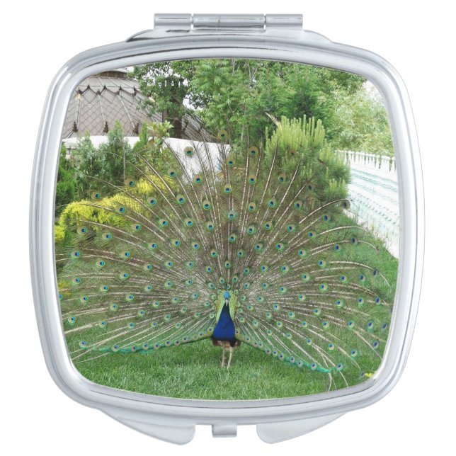 Peacock Photo Square Compact Mirror (Front)