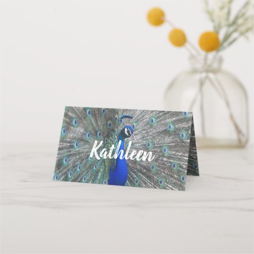 PEACOCK PHOTO TABLE PLACE CARD