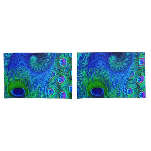 Peacock Pillow Cases Pair