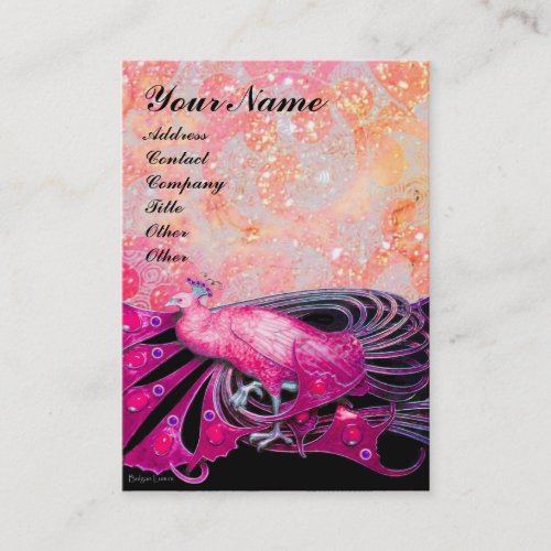 PEACOCK pink black red sparkles Business Card