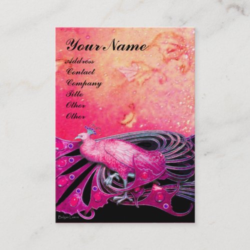 PEACOCK  pink red black Business Card