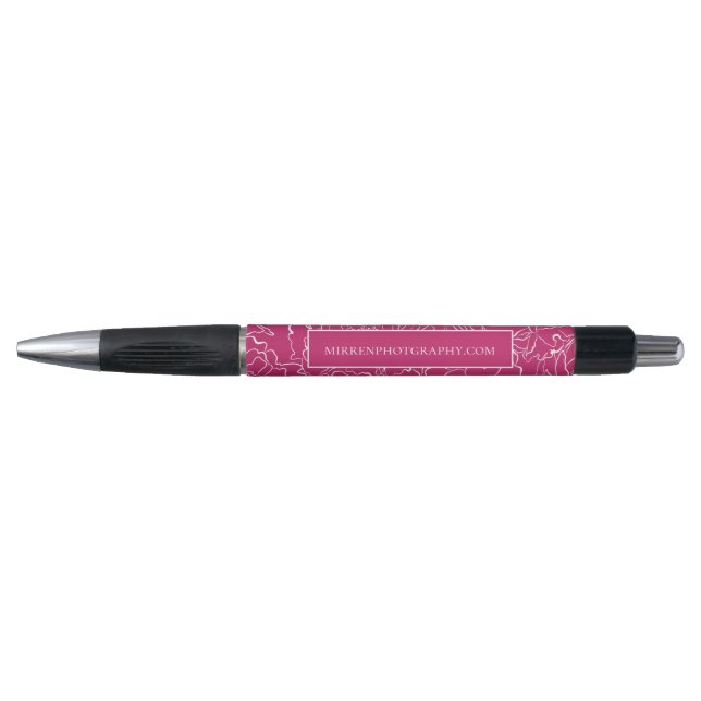 Peacock Pink Simply Floral Personalized Pen (Front)