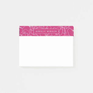 Peacock Pink Simply Floral Personalized Post-it Notes