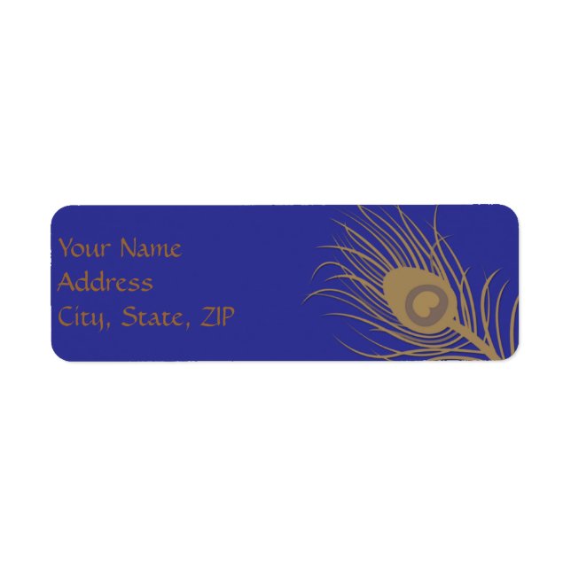 Peacock Plume in Gold and Navy Blue Label (Front)