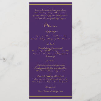 Peacock Plume in Gold and Purple Plum Menu