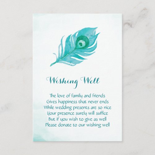 Peacock Plume Monogram Wedding Wishing Well Cards