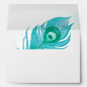 Peacock Plume Watercolor Envelope