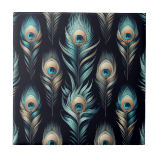 Peacock Plumes Ceramic Tile