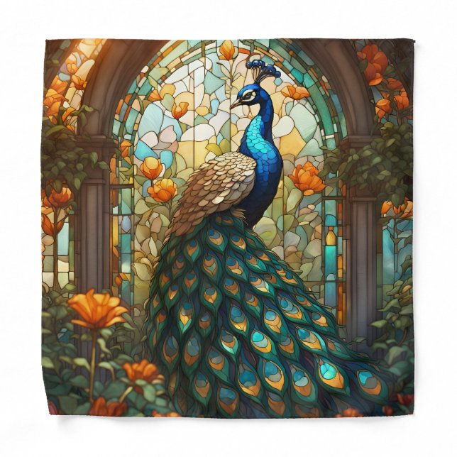 Peacock Pocket Square Bandana (Front)