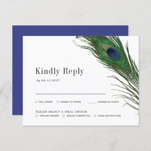 Peacock Poise  Indigo Wedding Rsvp Meal Choice