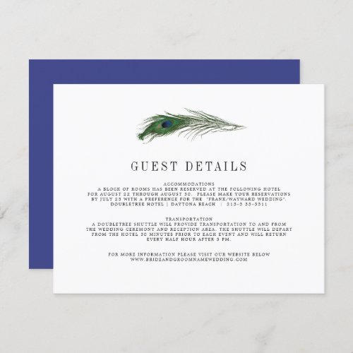 Peacock Poise  Wedding Guest Info Enclosure Card