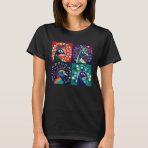 Peacock Pop Illustration Colorful Animal Women T-Shirt