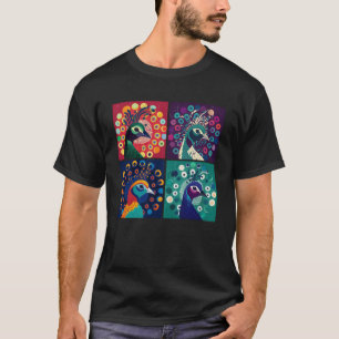 Peacock Pop Illustration Colorful Animal Women T-Shirt