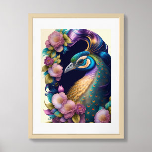Peacock Poster Framed