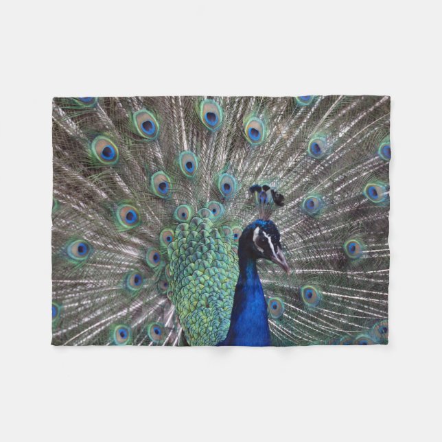 Peacock Pride Fleece Blanket (Front (Horizontal))