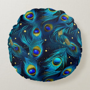 Peacock Pride Round Pillow