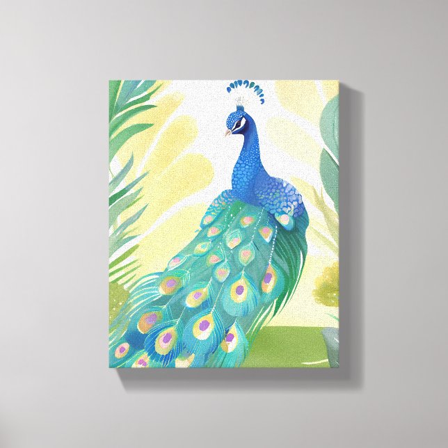 Peacock Princess | Watercolor Animal Nature Canvas Print (Front)