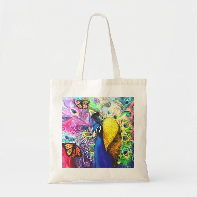 Peacock Print Tote Bag (Front)