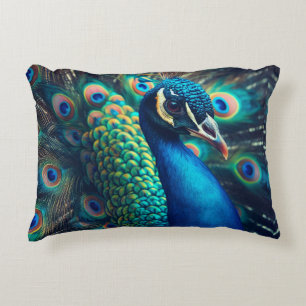 Peacock Profile Accent Pillow