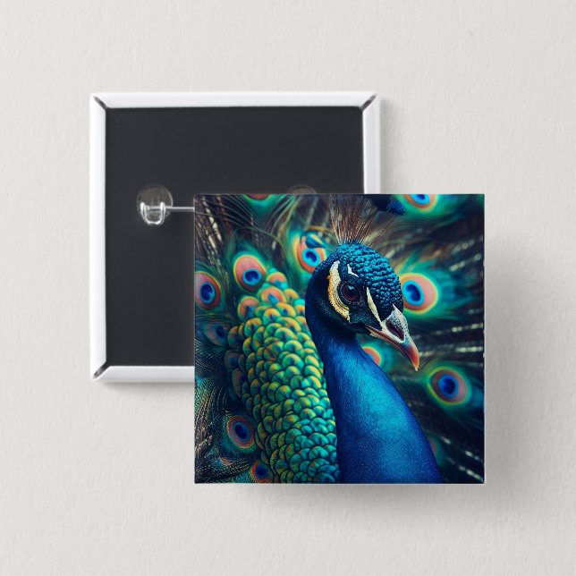 Peacock Profile Button (Front & Back)