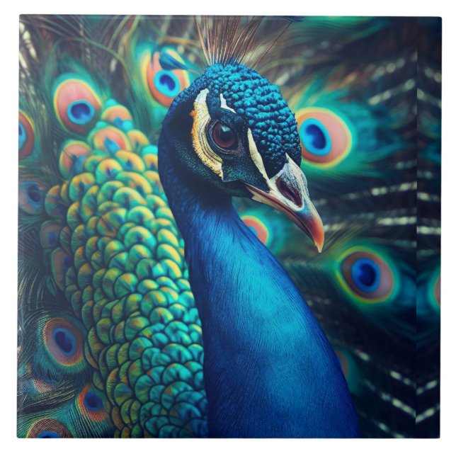 Peacock Profile Ceramic Tile (Front)