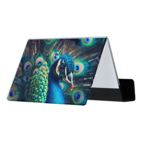 Peacock Profile Desk Business Card Holder