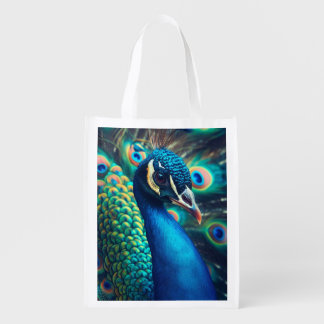 Peacock Profile Grocery Bag