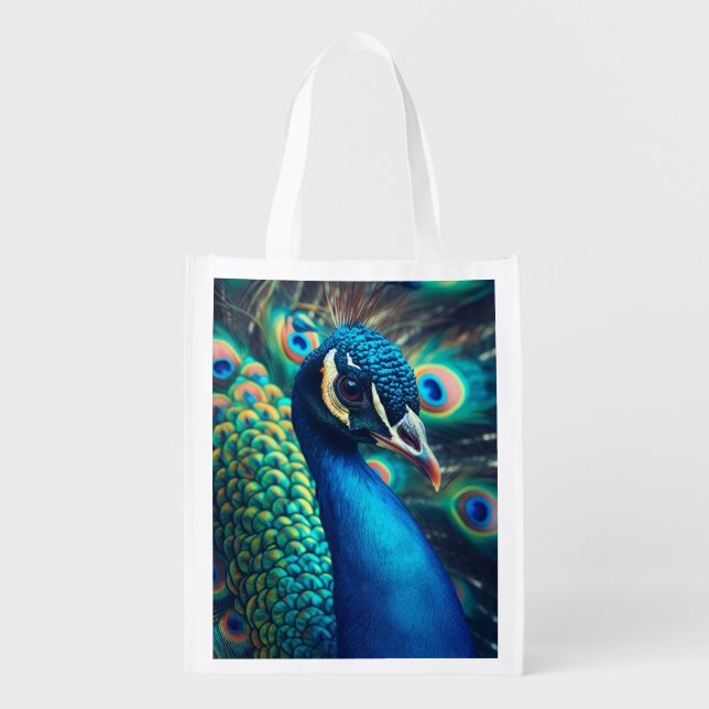Peacock Profile Grocery Bag (Front)