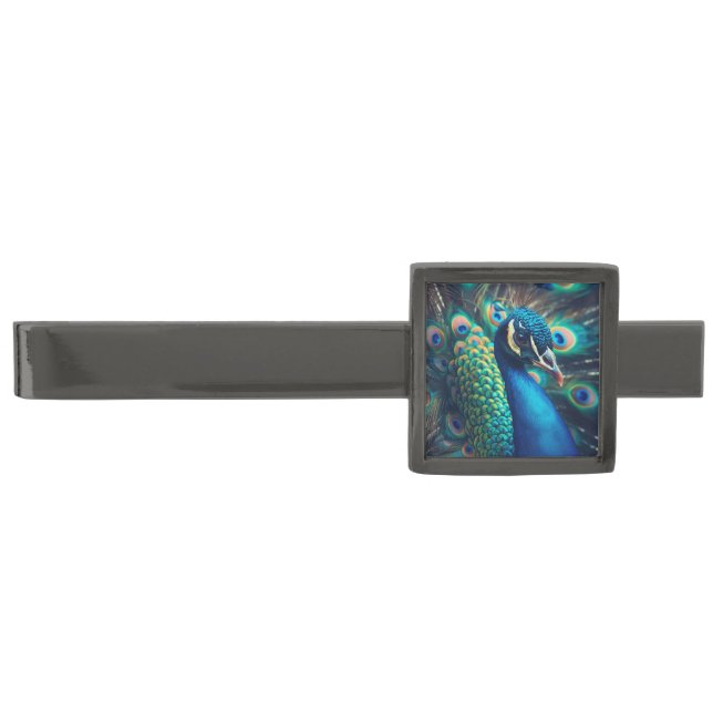 Peacock Profile Gunmetal Finish Tie Bar (Front)