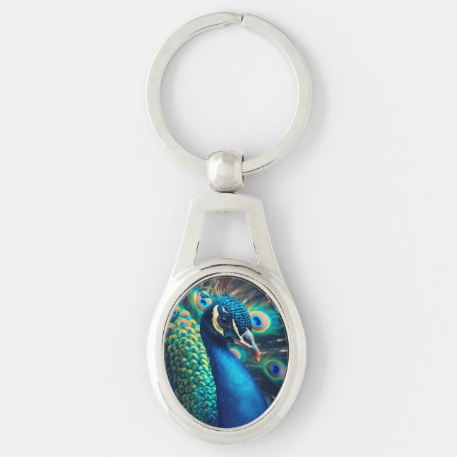 Peacock Profile Keychain (Front)
